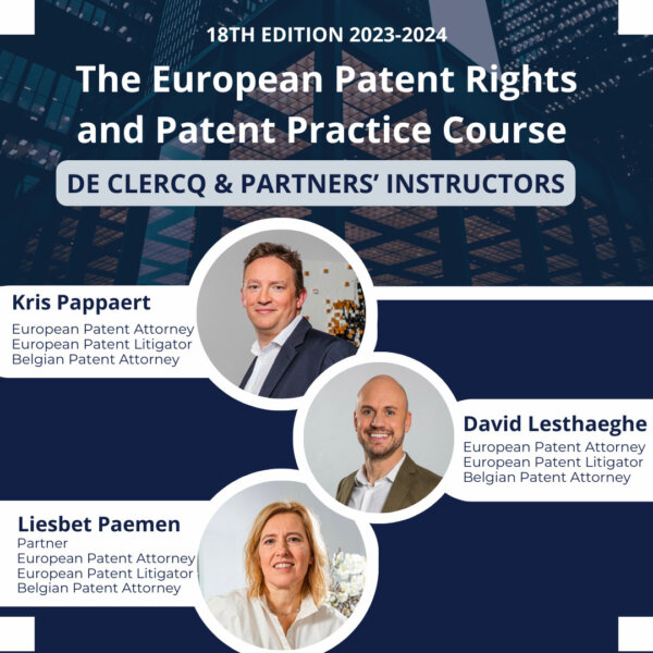 De Clercq & Partners teaching at the European Patent Rights and Patent Practice Course organized by ie-net.